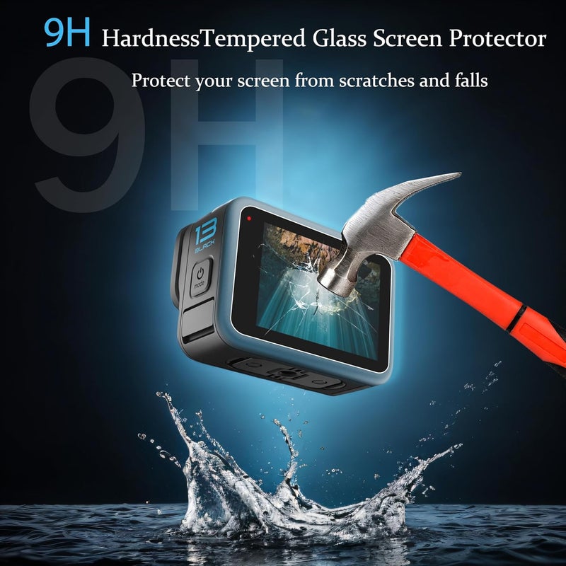 PCTC 9 PCS Hero 13 Screen Protector Compatible with GoPro Hero 13 Black,9H Ultra Clear Tempered Glass Screen Only for Go Pro Hero 13 Accessories, Screen Protector & Silicone Lens Protective Cover - Image 3